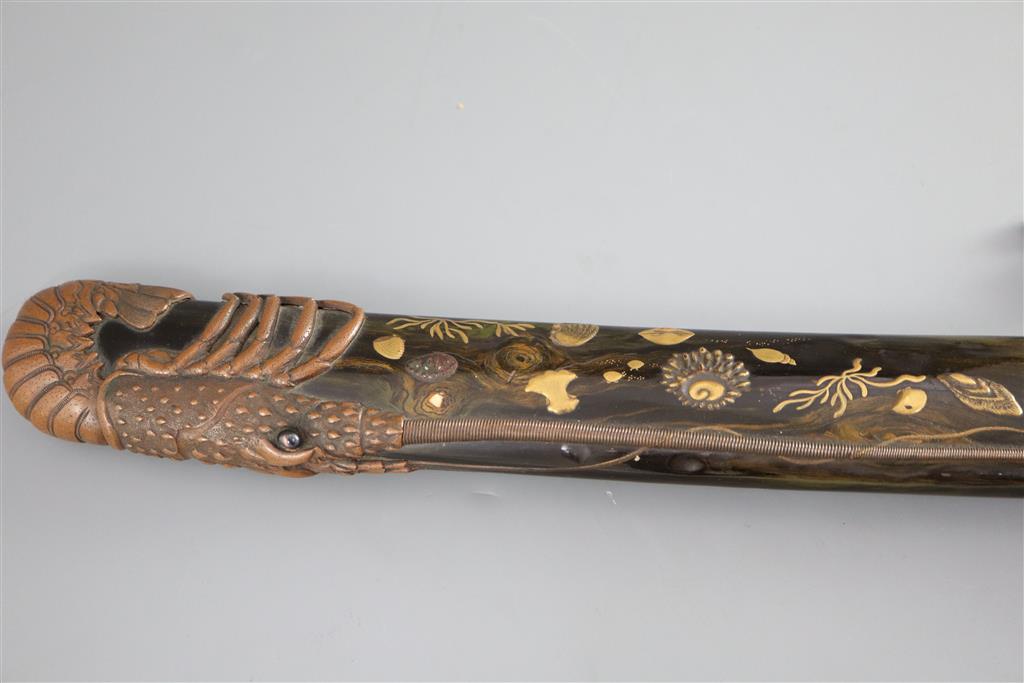A fine Japanese sea creatures tanto, Meiji period, total length 45.5cm